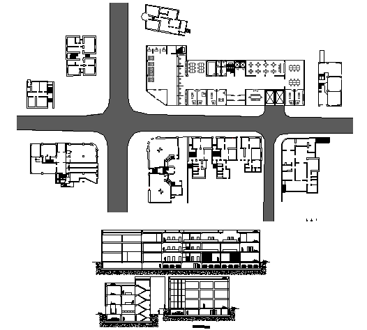 Multi-story bank office building architecture details dwg file