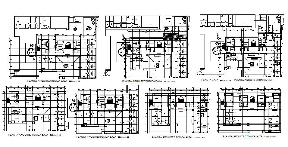 Multi-story hospital building floor plan cad drawing details dwg file
