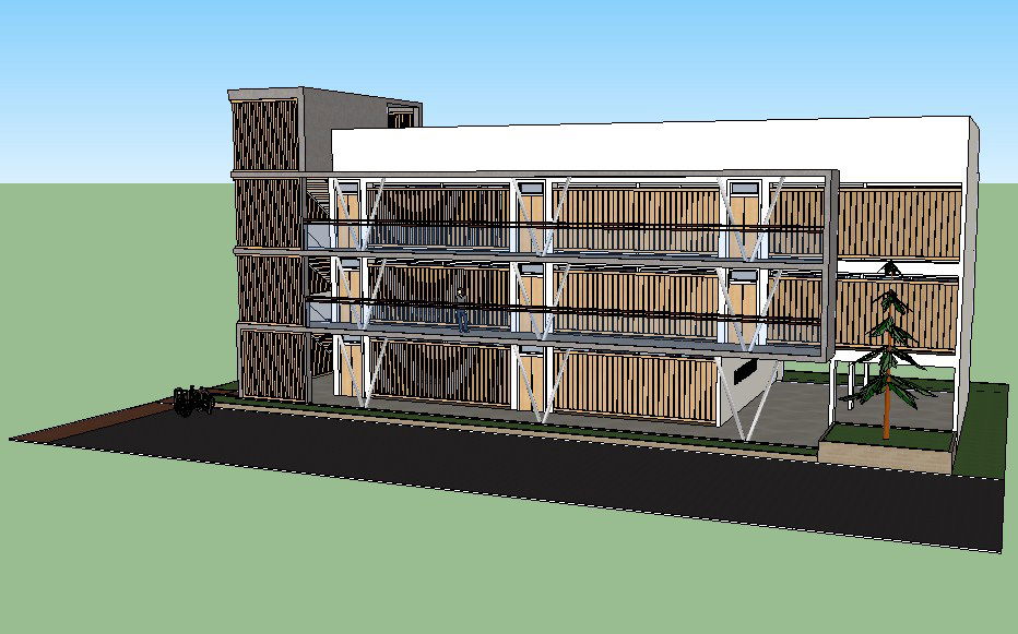 Multi-story residential bungalow 3d model cad drawing details skp file