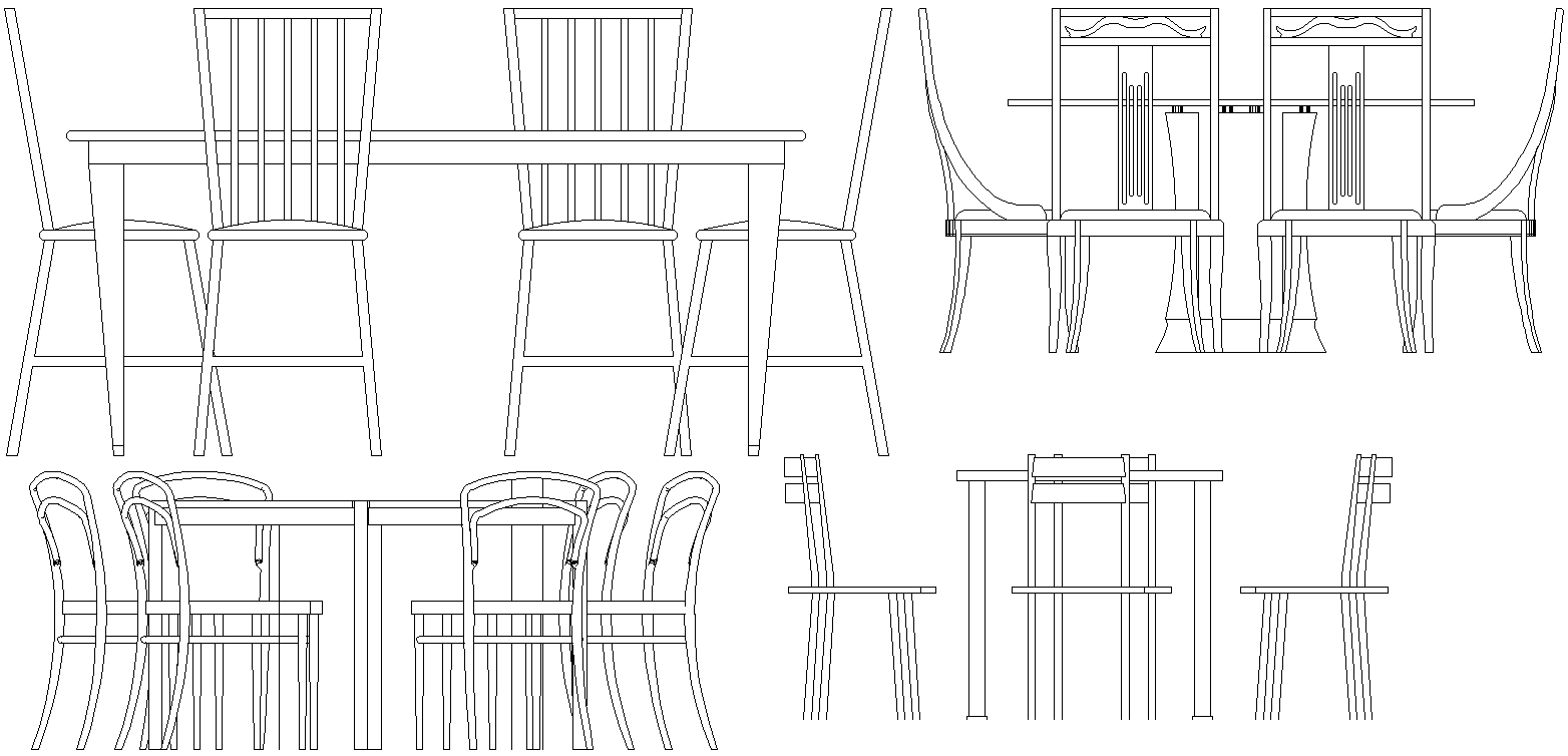 Multi Dining Table and Chair Plan Design AutoCAD DWG 