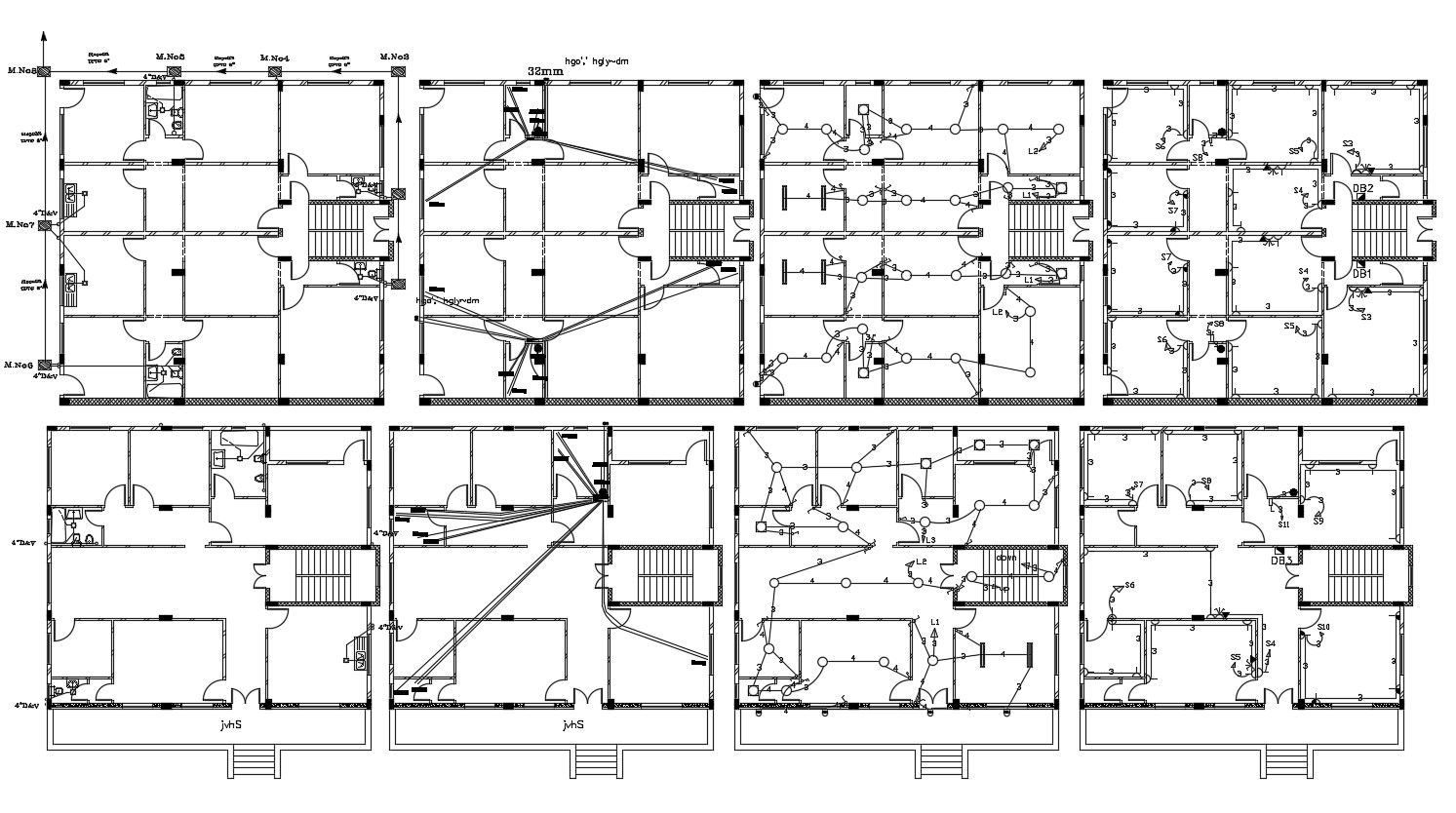 Multi-Family Apartment House Plan Design CAD Drawing
