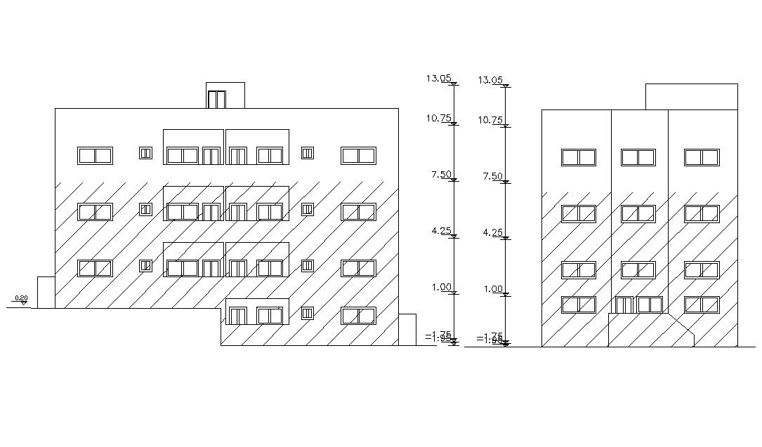 Multi-Storey Apartment Elevation Design CAD File
