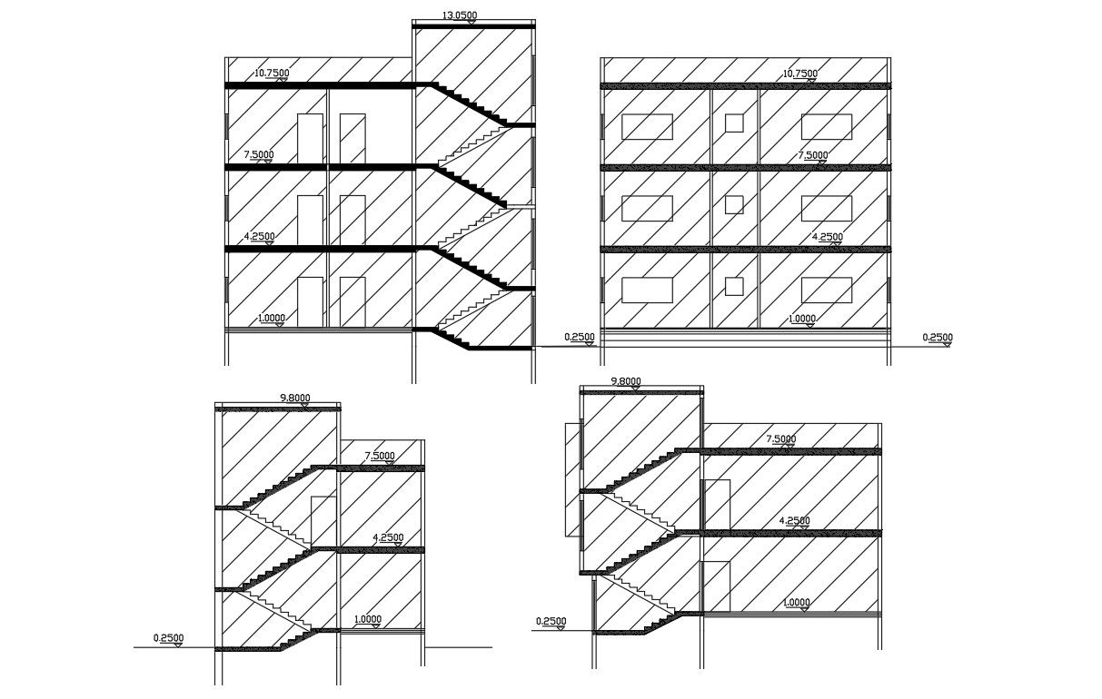 Multi Storey House Building Section Drawing