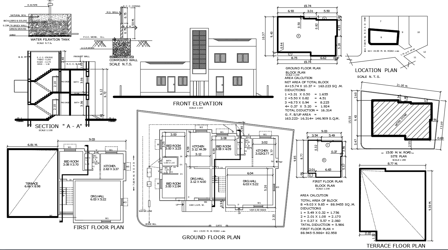 Multi?Story Residential Floor Plan and Elevation in DWG File