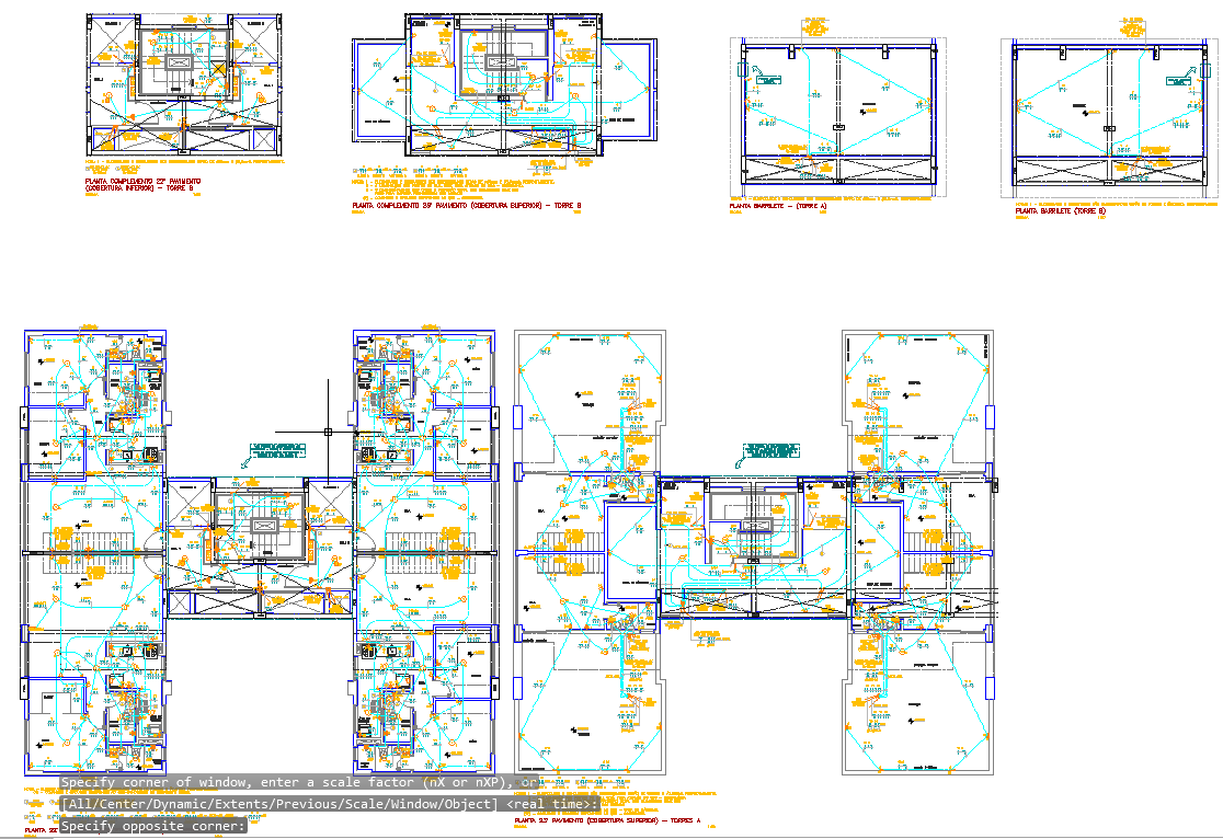 Multi Tower Apartment Plan AutoCAD DWG File with Lift Detail