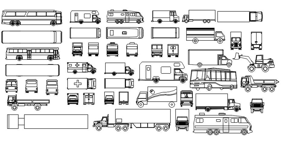 Multi axial wheel type of vehicle is given in this drawing model. Download the Autocad file.