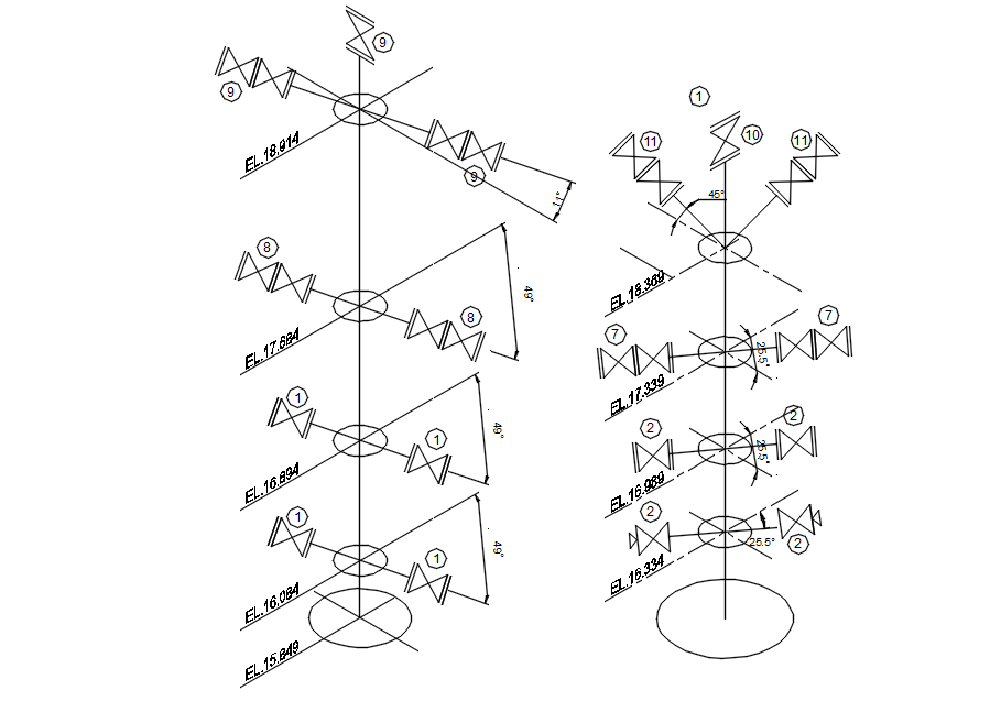 Multi-axle compound steering vehicle in detail AutoCAD drawing, CAD file, dwg file