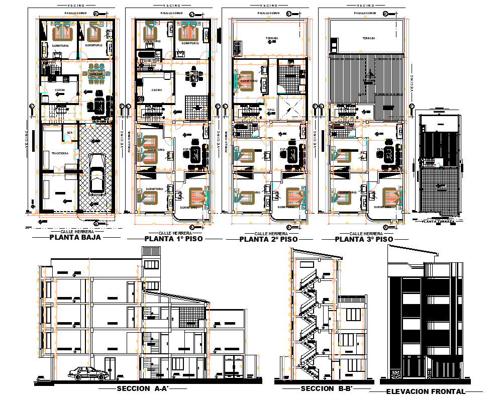 Multifamily Residence House Project Detail dwg file