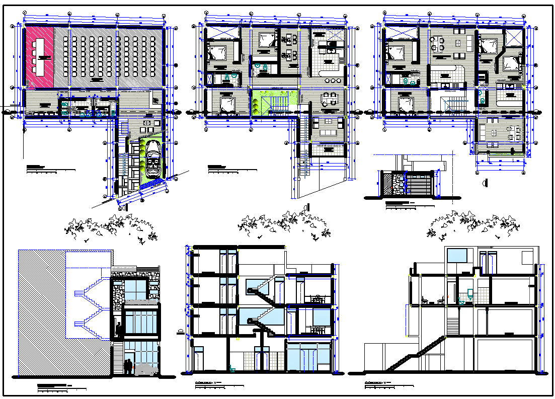 Multifamily Residence Plan dwg file.