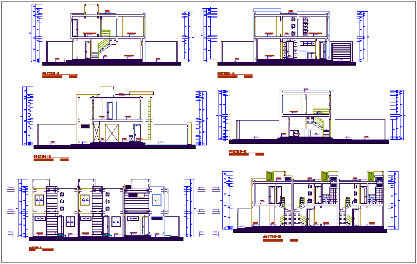 Multifamily building section view dwg file