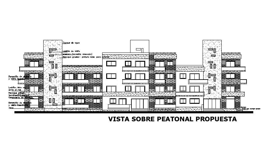 Multifamily Apartment Building Elevation design Download DWG File