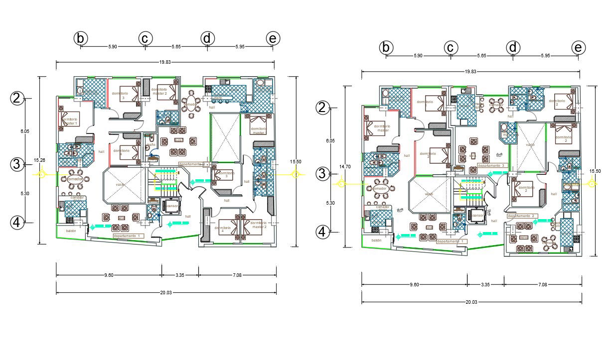 Multifamily Architectural Apartment Plan And Furniture Design DWG File