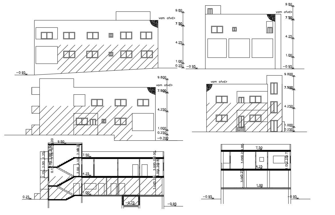 Multifamily House Building Design AutoCAD Drawing