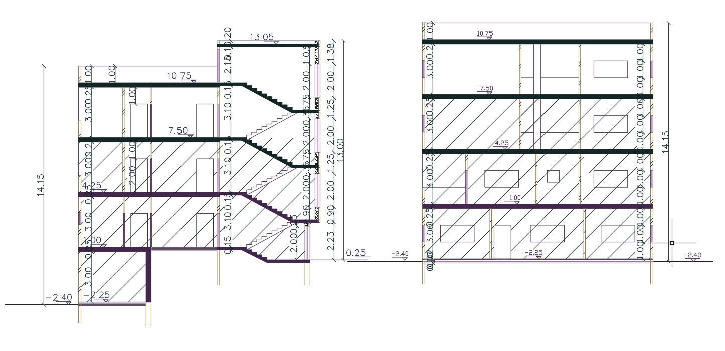 Multifamily House Section Drawing DWG File