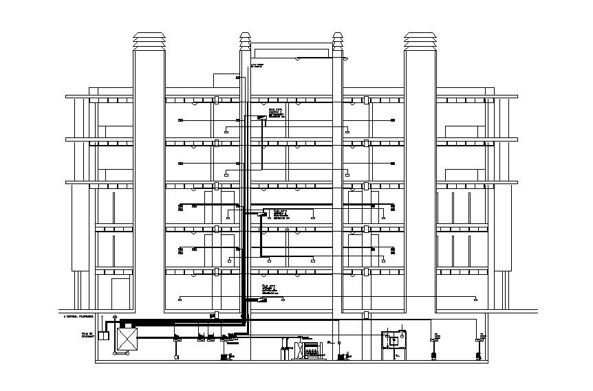 Multifamily building section view in AutoCAD drawing