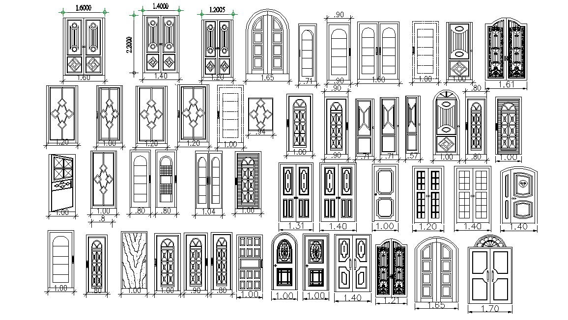Multiple Door Design 2d AutoCAD Blocks Free Download