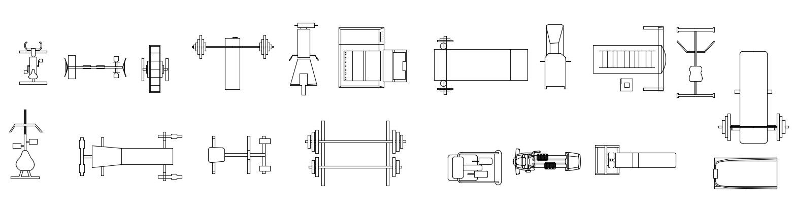 Multiple Gym Blocks Elevation Design Layout AutoCAD Block Free Download