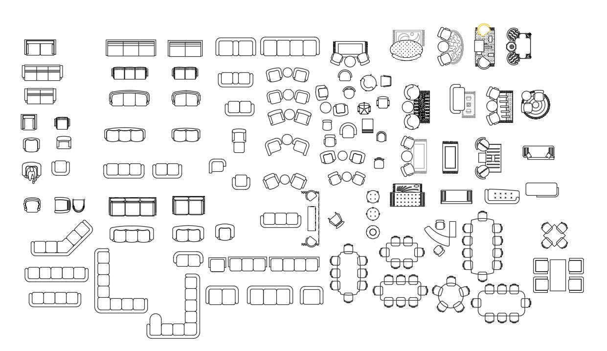 Multiple Sofa-Set Furniture CAD Block Design of DWG file