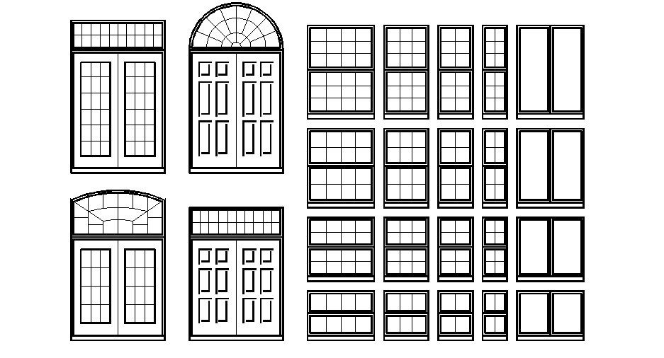 Multiple Window Elevation Blocks CAD file