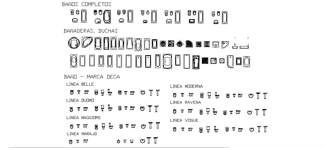 Multiple bath tub and toilet sheet blocks cad drawing details dwg file