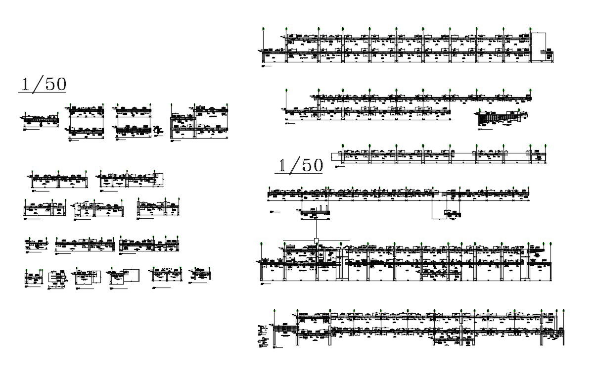Multiple beam schedule and constructive structure details dwg file