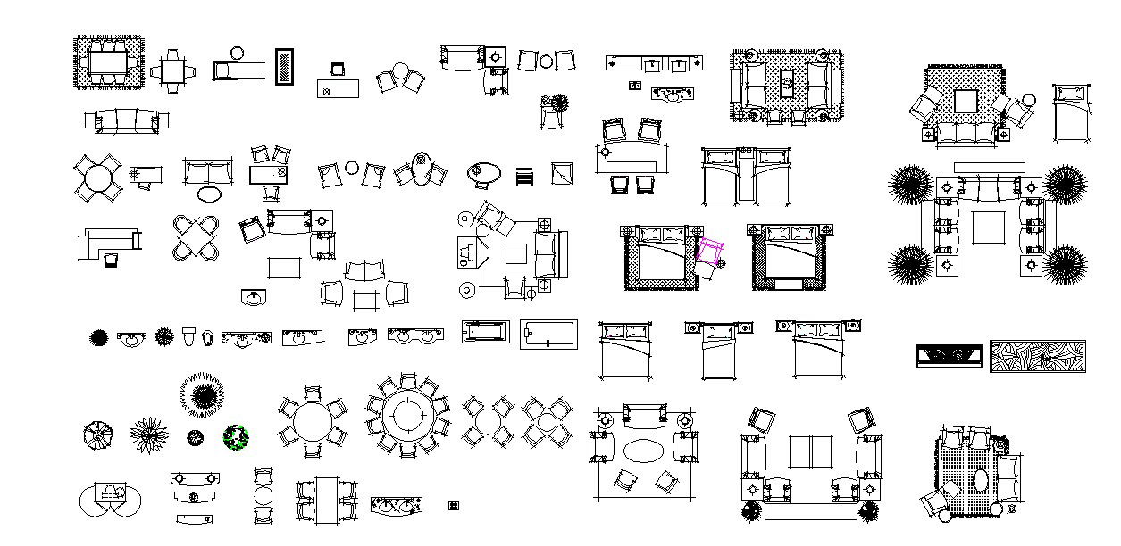 Multiple blocks of furniture in dwg file 