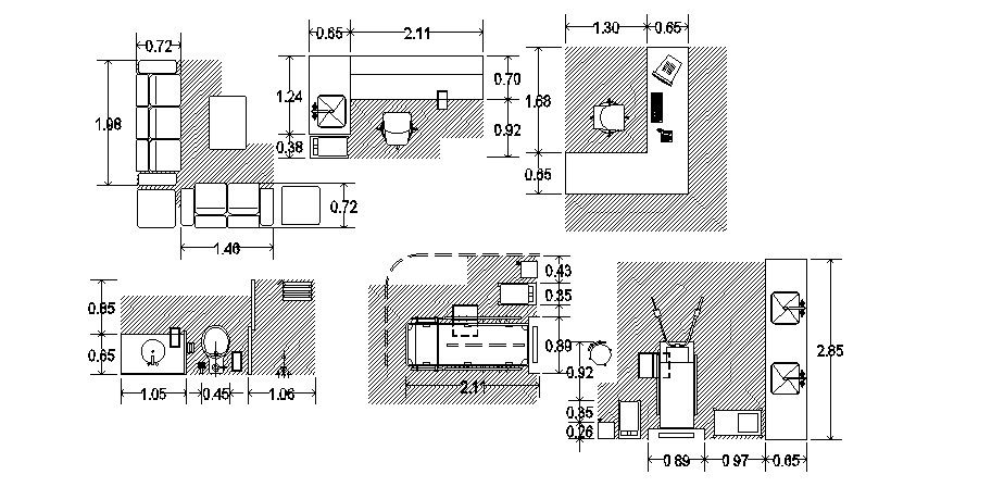 Multiple blocks of furniture in dwg file 