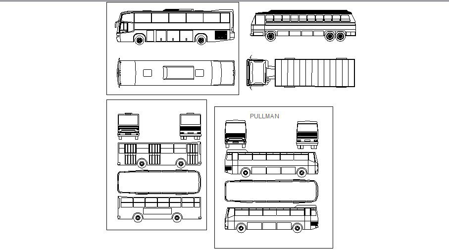 Multiple bus and truck elevation blocks cad drawing details dwg file