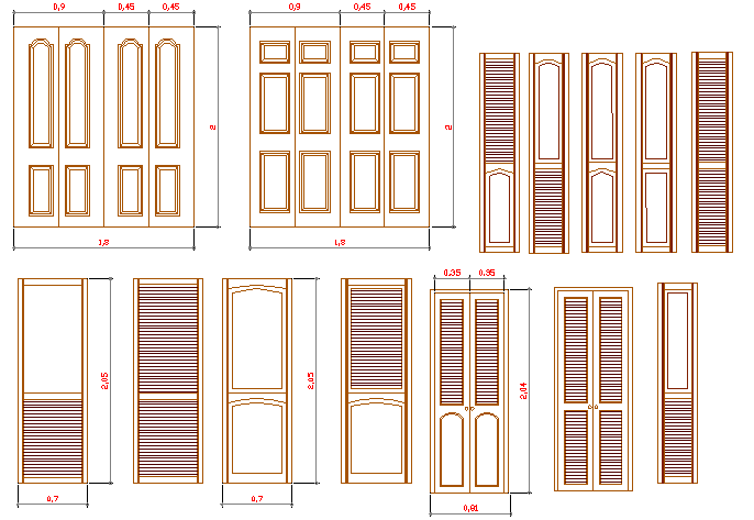 Multiple common door designs project dwg file