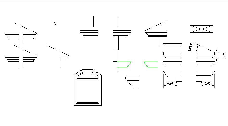 Multiple cornices and interior blocks cad drawing details dwg file