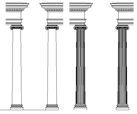 Multiple decorative column blocks design dwg file