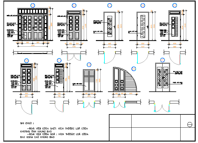 Multiple door installation details of house dwg file