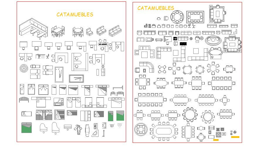 Multiple dynamic furniture elevation blocks cad drawing details dwg file