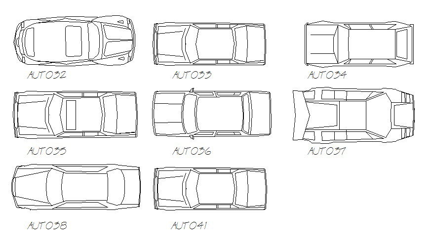 Multiple family cars roof view elevation blocks details dwg file
