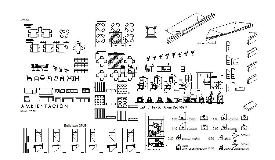 Multiple furniture and household blocks cad drawing details dwg file