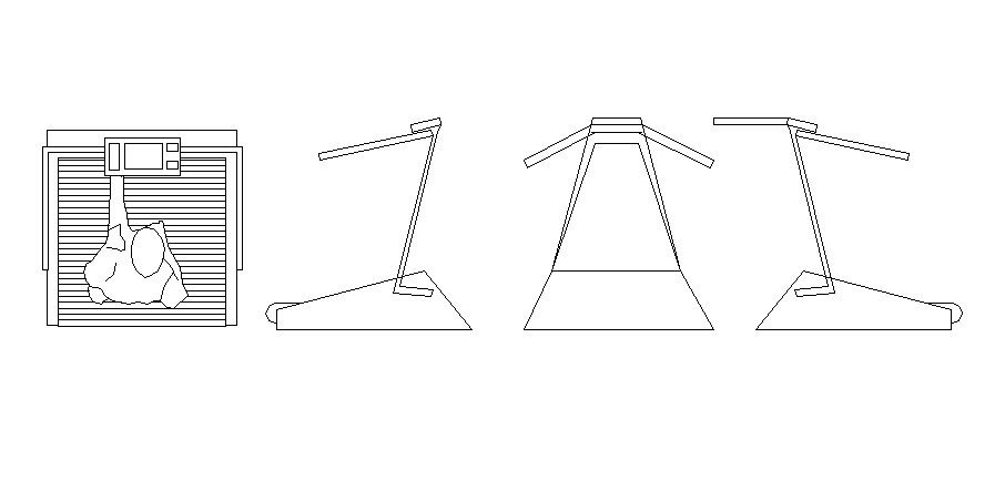 Multiple gym equipment elevation blocks cad drawing details dwg file