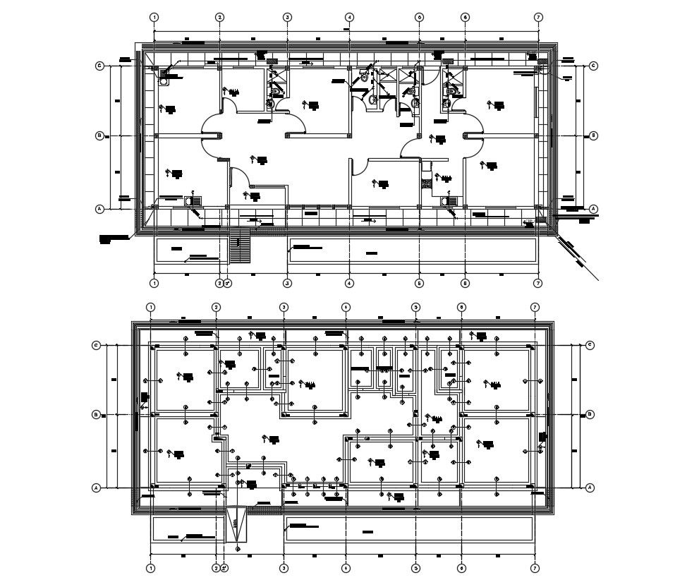 Multiple hospital plan with detail dimension in dwg file