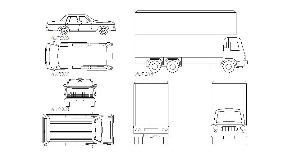 Multiple luxuries cars and truck elevation blocks details dwg file