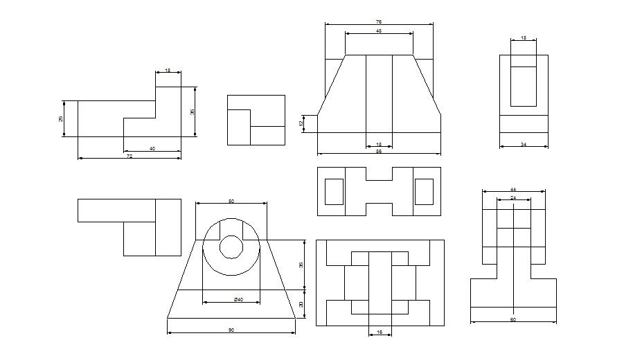 Multiple mechanical parts drawing blocks cad drawing details dwg file