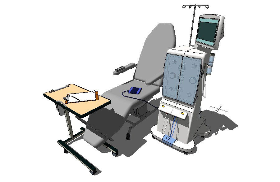Multiple medical equipment and furniture 3d blocks cad drawing details