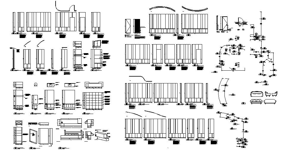 Multiple office furniture blocks and car pantry details dwg file