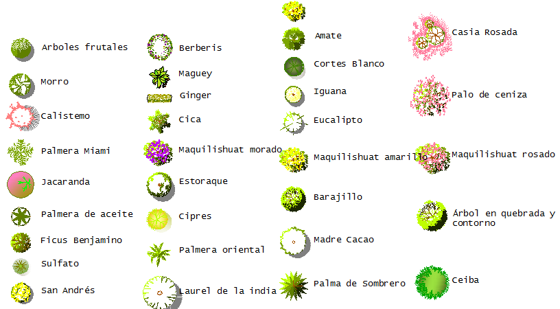 Multiple plants block details with name dwg file