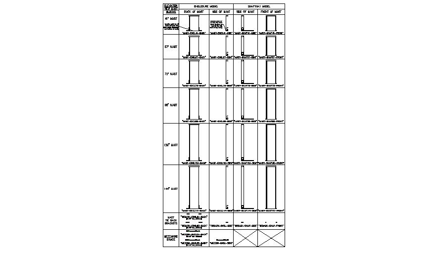 Multiple platform and bracket blocks cad drawing details dwg file