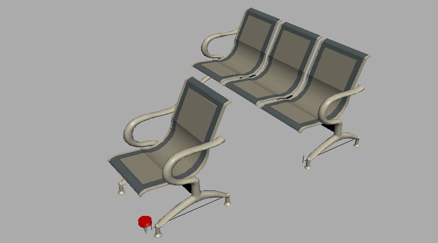 Multiple reception area chairs 3d blocks cad drawing details dwg file