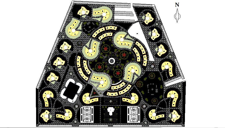 Multiple residential housing site plan and plotting details dwg file