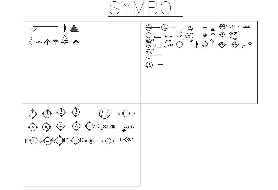 Multiple symbols and sign blocks cad drawing details dwg file