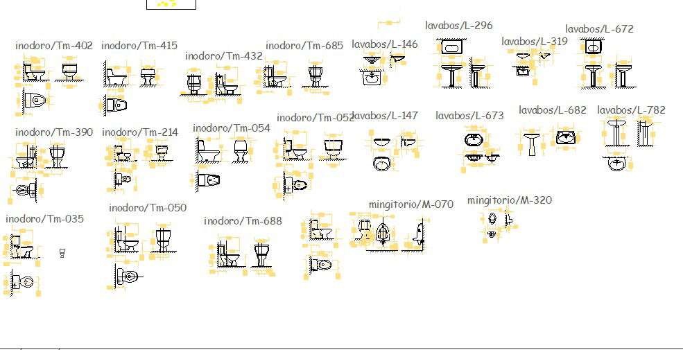 Multiple toilet sheets, sink and flush tank blocks cad drawing details dwg file