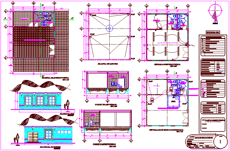 Multiple uses room plan,elevation with electrical and sanitary view dwg file