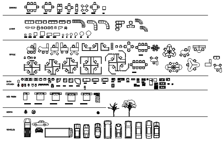 Multiple wooden block furniture in AutoCAD