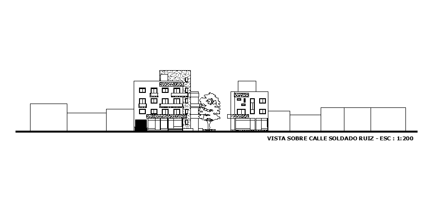 Multiple Apartment Building Front And Rear Elevation Design Download DWG File
